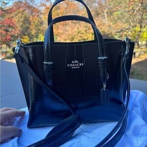 Coach Mollie 25 Croc-Embossed Leather Tote Bag